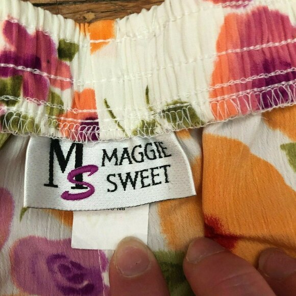 VTG Maggie Sweets Floral Shorts 4XL Plus Size High Waist Elastic Pull-On Pockets - Picture 4 of 6